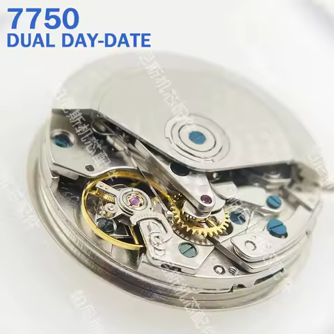 Dandong Clone 7750 Chronograph Mechanical Movement Dual Day-Date Black/White Disc Chrono Dial at 6/9