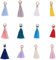 BeeBeecraft 1 Box 65 Pcs/Box Cotton Tassel Pendant Tassel Pendant Charms with Caps for Bag Craft Key Chain Straps Decor DIY Accessories Mixed Color