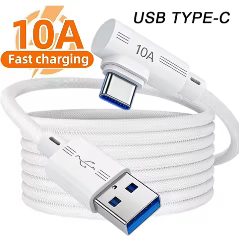 3M/2M/1.5M/1M/0.25M Elbow 10A Fast Charger for IPhone 16 15 Pro Xiaomi Huawei Samsung USB to Type C 