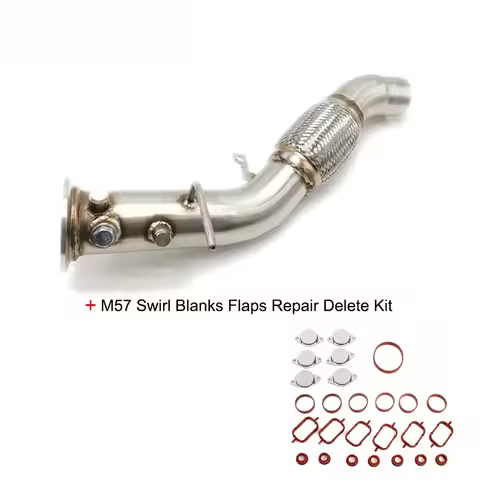 For Bmw E70 X5 3.0sd 3.5d 286 Hp M57N2 2007-2013 Exhaust Downpipe 3" & M57 Swirl Blanks Flaps Repair