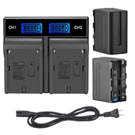 2 Pieces 7800mAh Replacement Li-ion Battery Charger kit for Sony NP-F970 NP-F960 and LCD Dual 1.5A F