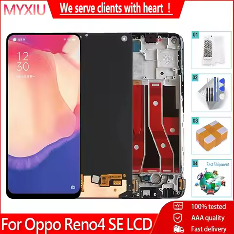 6.43'' Original For Oppo Reno4 SE PEAT00 PEAM00 LCD Display AMOLED FScreen Frame Touch Panel Digitiz