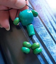 老種~老胎~西藏老綠松石~三通佛首~15.6mm 串珠 DIY手鍊 手珠