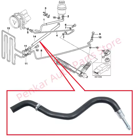 32411094306 Power Steering Cooling Hose For BMW E39 520i 523i 525i 528i 530i E38 728i 728iL M52 M54