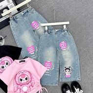 V66- babythree cotton t-shirt Set with ribbed jeans for girls