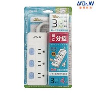 【含稅店】Dr.AV聖岡 節能電源延長線 TX-500-4 超安全 1.2M 3P 按壓式開關 4尺 電源插座 彈跳開關