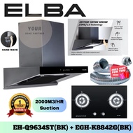 Elba Designer Cooker Hood EH-Q9634ST(BK) Kitchen Hood 2000M3/HR Elba Built In Hob EGH-K8842G(BK) & E