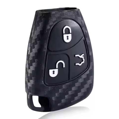 Carbon Fiber Silicone Car Key Case For Mercedes Benz C B E R Class GL CLS CLK SLK W203 W211 W204 3BN