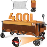 51.2'' Extended Collapsible Wagon Cart With Brakes And Cargo Net 350lbs Heavy Duty Foldable Utility 