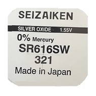 [SG] [1 Piece] Seizaiken 321 SR616SW Silver Oxide Button Battery