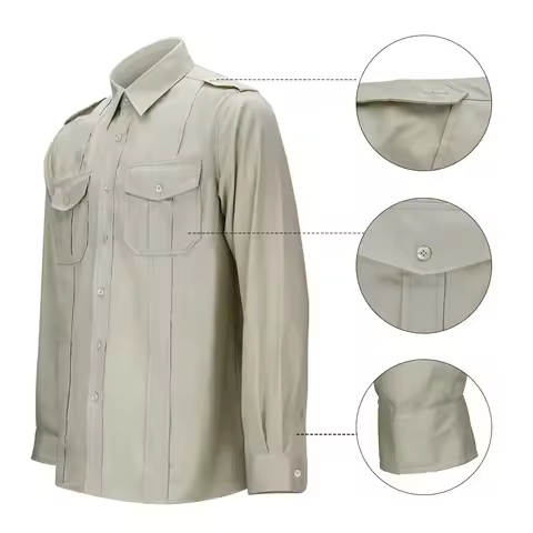 Movie Indiana Jones Costume Men Dr. Jones Shirt Long Sleeves 2 Pockets Work Shirts Male Halloween Co