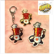 BFDI Keychain Chef Pin Enamel Pin, Acrylic Keychain, and Holographic Vinyl Sticker - object show