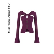 Cotton Long Sleeve Sweater - Slim Fit with Knot Detail