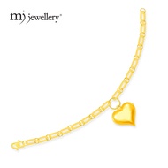 MJ Jewellery 375/9K Gold Paper Clip Bracelet with Love T132 (M Size)