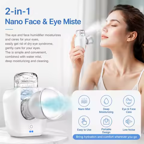 2IN1 Eye Nebulizer Dry Eye Relieve Eye Fatigue Face Sprayer for Dry Skin Moisturizing Eyeshade Steam