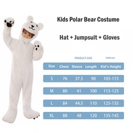 Arctic Polar Bear Costume For Kids Animal Bear Jumpsuit Halloween Costume Toddler White Bear Cosplay