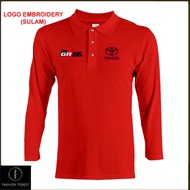 Microfiber Lengan Panjang Long Sleeve collar T Shirt Logo Embroidery Sulam Toyota AE86 BRZ 86 GR Spo