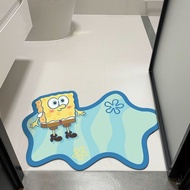 40x60/45x70/50x80/60X90cm Cartoon Spongebob Entrance Doormat Household Soft Mat Irregular Shape Bedroom Anti Slip Carpet Absorbent Diatom Mud Mat Wear-resistant Kitchen Floor Mat
