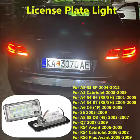 2PCS Error Free White LED Car License Plate Light Bulbs Accessories For AUDI A4 S4 B6 B7 A3 8P S3 A8