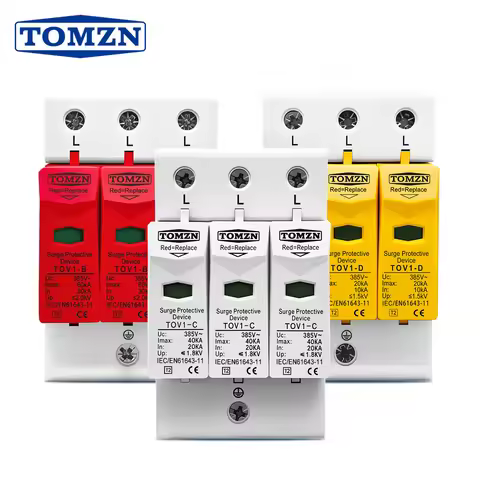 TOMZN AC SPD 3P 10-20KA 20-40KA 30-60KA 275V 385V 420V House Surge Protector Protective Low-voltage 