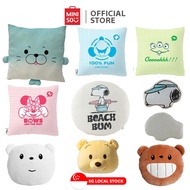 MINISO Round/Square Pillows- Grid Pillow(Alien/Mickey/Minnie),Snoopy 16in-White(Head-shape/Round),Animal Faces 15in-Sea Lion, We bare bears 14in(Ice Bear/Grizz),Winnie-the-Pooh Sandwich Cookie Pillow