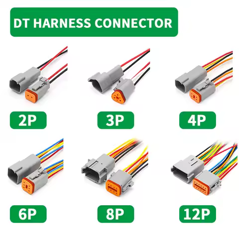 5/20/100 Sets Deutsch DT connector with 15cm Wiring harness DT06-2S/DT04-2P 2P 3P 4P 6P 8P 12P water