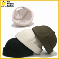GEC Adult Unisex Unstructured Plain Melon Cap Docker Hat Mens Sailor Cap Miki Cap Brimless Cap