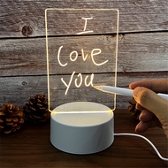 Transparent Luminous LED Night Lights USB Luminous Acrylic Night Light Erasable Write Message Board 