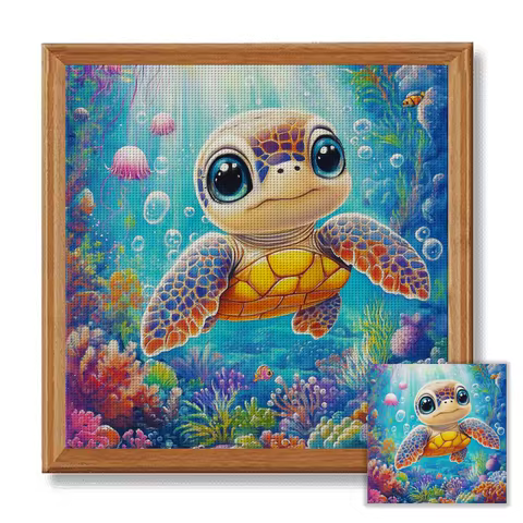 1set 40x40cm[15.7x15.7Inch//50x50cm19.7x19.7Inch]sea turtle cross stitch kit,including drawings,need