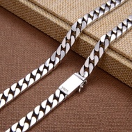 A-T🔱S925Sterling Silver Cuban Link Chain Fashion Brand Necklace Men's FashioninsAll-Matching Men's and Women's Korean-St