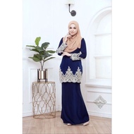 Baju RAYA 2025 SET COUPLE NAVY BLUE LACE BAJU KURUNG MODEN KEBAYA LACE BAJU MELAYU PLUS SIZE TRENDIN