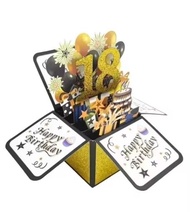 3D Gift Box 18th/30th/40th50th/60th Years Old Birthday Wishes Message Card Party Gift Happy Birthday