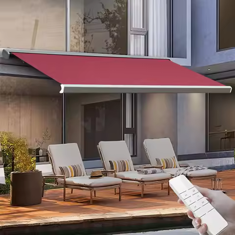 Outdoor retractable waterproof awning, balcony awning, fully enclosed electric folding arm awning