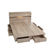 [特價]【藤原傢俬】全木芯板收納床組二件式5尺(2層床頭+新6抽床架)漂流木