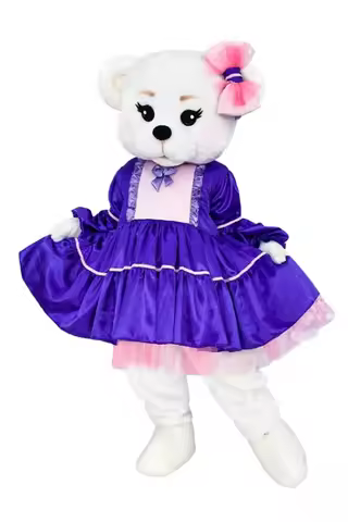 White Bear Purple Dress Costume Anime Adult Teddy Bear Christmas Halloween Carnival Party Events Chr