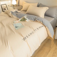 Bộ chăn ga gối phong cách Hàn Quốc trẻ trung bền đẹp cotton linen Dream city chăn ga gối 4 món đủ kí