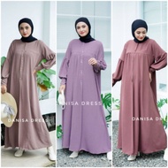 Ready Bisa Cod Danisa Dress Gamis Abaya Polos Full Kancing Busui Jumbo