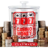 Casino Money Jar Gambling Gifts Slots Theme Party Decorations 4.7 * 4.7 * 6.3 inch Acrylic Piggy Ban