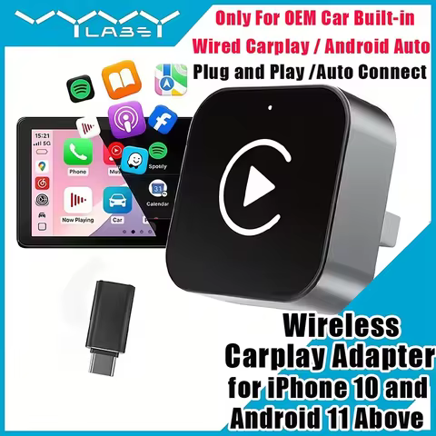 2-in-1 Wireless CarPlay Adapter Plug-and-Play for iPhone 10 and Android 11 above Auto Adapter with U