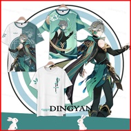Anime Genshin Impact Tshirt Short Sleeve Tops Unisex Cosplay Alhaitham Graphic 3D Shirt Casual Tee P