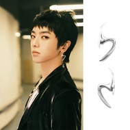 Hua Chenyu Same Style Huahua Note Lightning Earrings Dangle Studs Casual Fashion Trendy Milk Cool Ma