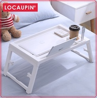 Locaupin Portable Laptop Table Stand Folding Laptop Desk Adjustable Notebook PC Table Stand Cup Holder Pen Holder-White color