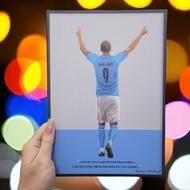 ️ Erling Haaland Poster in the Color of Manchester City Shirt - Football Player Collection Wall Deca