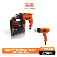 BLACK+DECKER™ Combo Pack: Hammer Drill Driver 13mm (HD555KB1) with Heat Gun 1800W (KX1800)