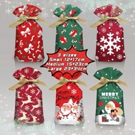 【SG Seller 】10pcs/pack Christmas Plastic Bag Christmas Packing Bag Ribbon Drawstring Bag