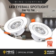 LED Recessed Eyeball Spotlight 3W 7W Downlight Home Lighting Room Ceiling Lights Down Light Lampu Siling Hiasan Rumah