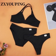 Woman Sexy Underwear Set Cotton Panty Wireless Bra Breathable Lingerie Sets 【ZXYOUPING】