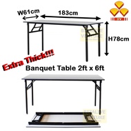 (EXTRA THICK) 3V Foldable Wood Top Banquet Table 2ft x 6ft | Gaming Table | Office Table | Study Tab