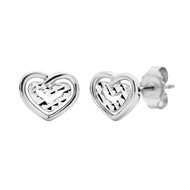 Poh Heng Jewellery 18K White Gold Heart Earrings