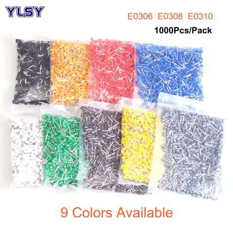1000Pcs Copper Tube Insutated Cord End Terminals Electric Crimp Terminal Wire Connector E0306 0308 0